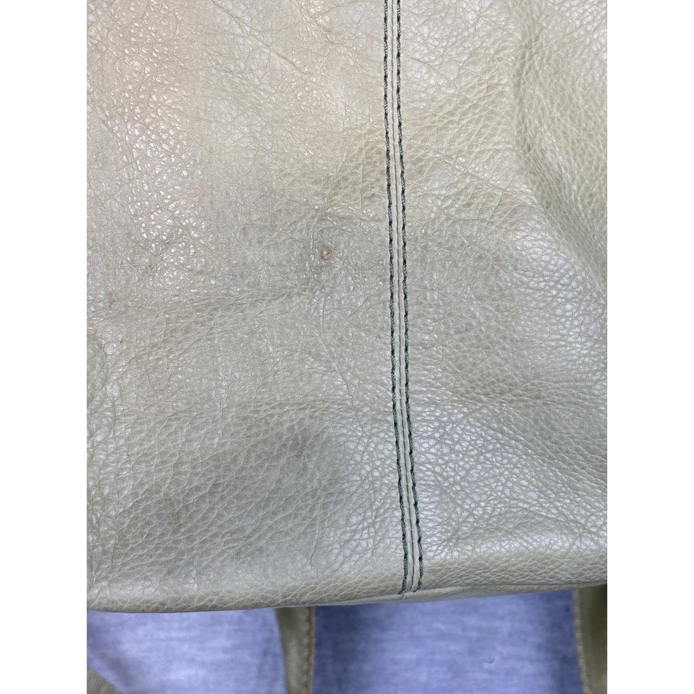 American Leather Co Sage Green Pebbled Leather Flap Backpack Bag Purse - Picture 13 of 13